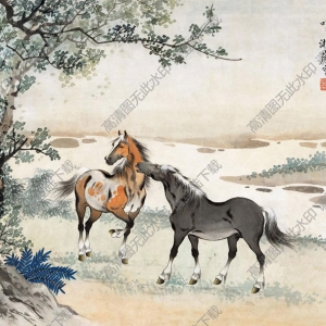 戈湘嵐國畫_雙駿 (3)_高清大圖下載