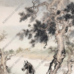 戈湘嵐作品_松蔭雙駿_高清大圖下載