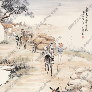 戈湘嵐作品_喜慶豐收趕售糧_高清大圖下載
