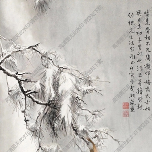 戈湘嵐作品_雪松猴嘯_高清大圖下載