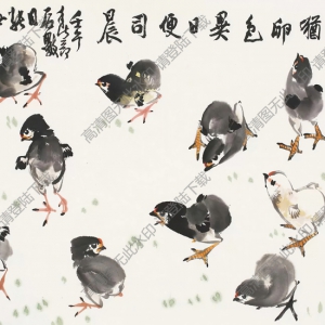 張世簡_雛雞圖_此時(shí)尤卵色,異日便司晨_高清大圖下載