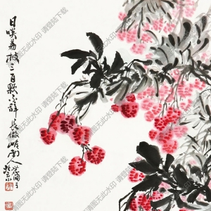 張世簡的畫_荔枝小鳥_日晱荔枝三百顆_高清大圖下載