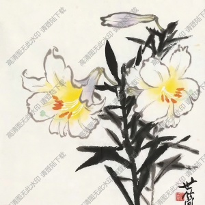 張世簡畫_花枝小鳥_喇叭花麻雀_高清大圖下載