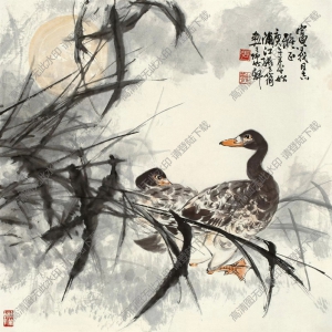 張世簡作_蘆雁圖_高清大圖下載