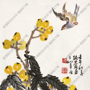 張世簡_枇杷麻雀_高清大圖下載